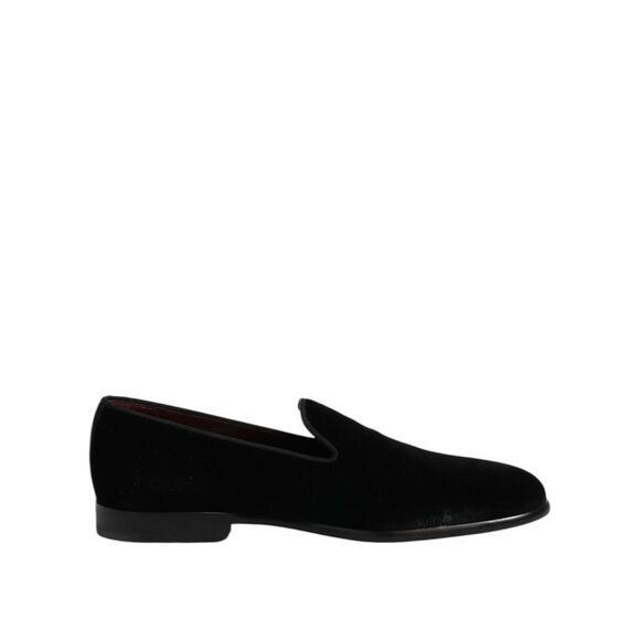 Dolce & Gabbana Black Velvet Slip On Loafers Formal Men's Shoes